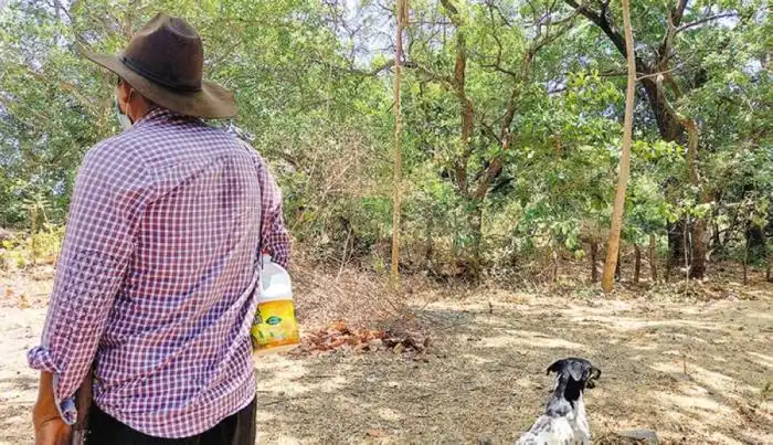 Uno de los agricultores observa la vegetación que será degradada por la construcción del proyecto. / DEM