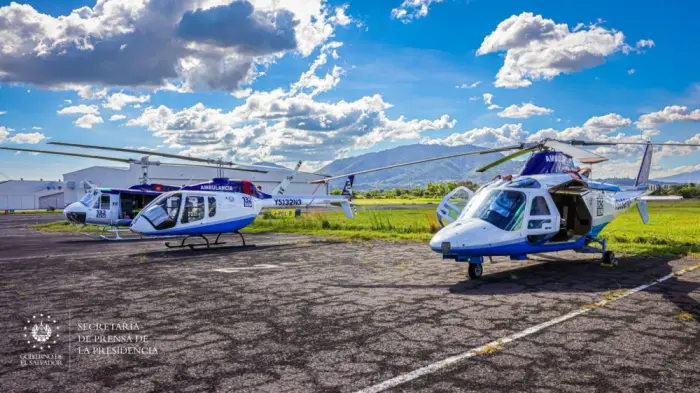El Ministerio de Salud informó en diciembre de 2023 que había tres helicóptero ambulancias disponibles. / Secretaría de Prensa.,image_description: