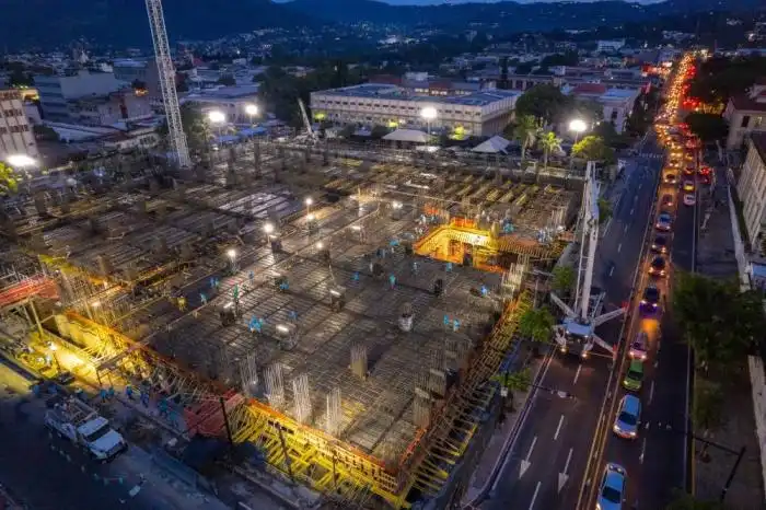 Así se ve la construcción del hospital Rosales desde una vista aérea. / Cortesía DOM.