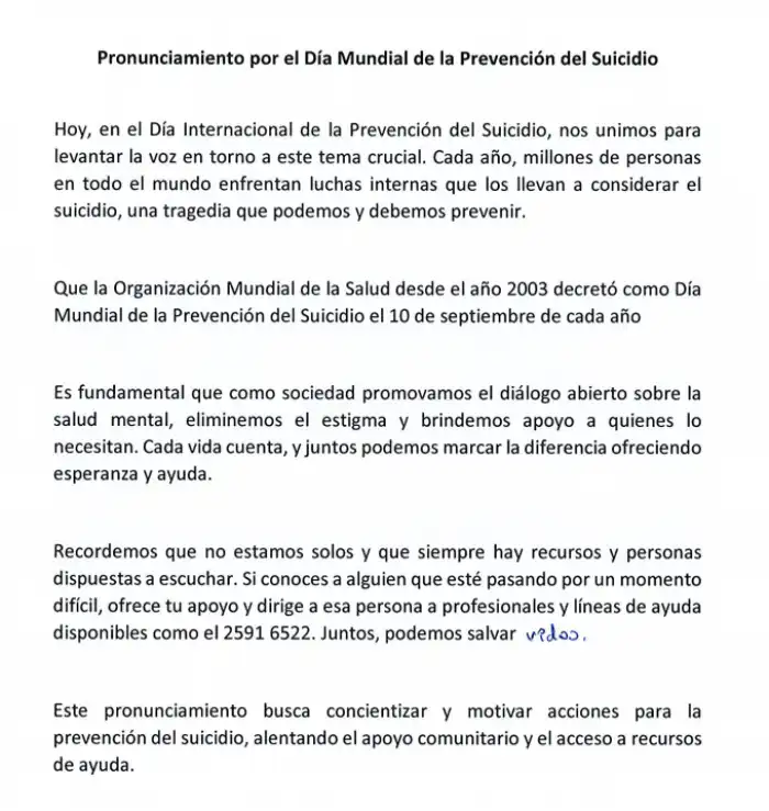 Pronunciamiento aprobado por la Asamblea Legislativa.