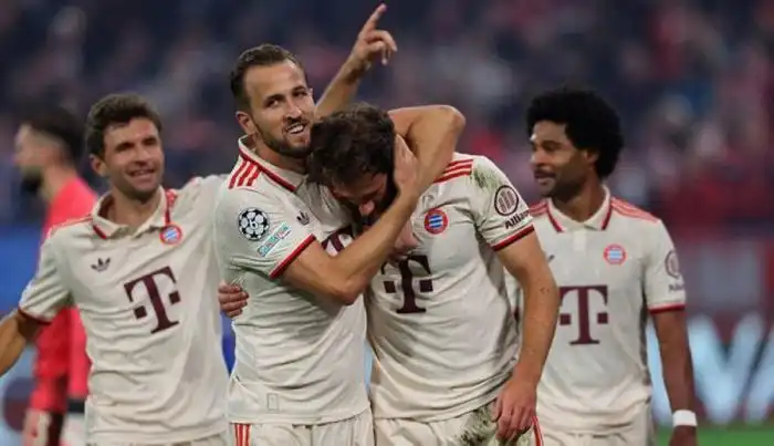 El Bayern Múnich se dio un festín con el equipo croata, con los que superaron la goleada impuesta al Barcelona en 2020 por 28. / AFP ,image_description: