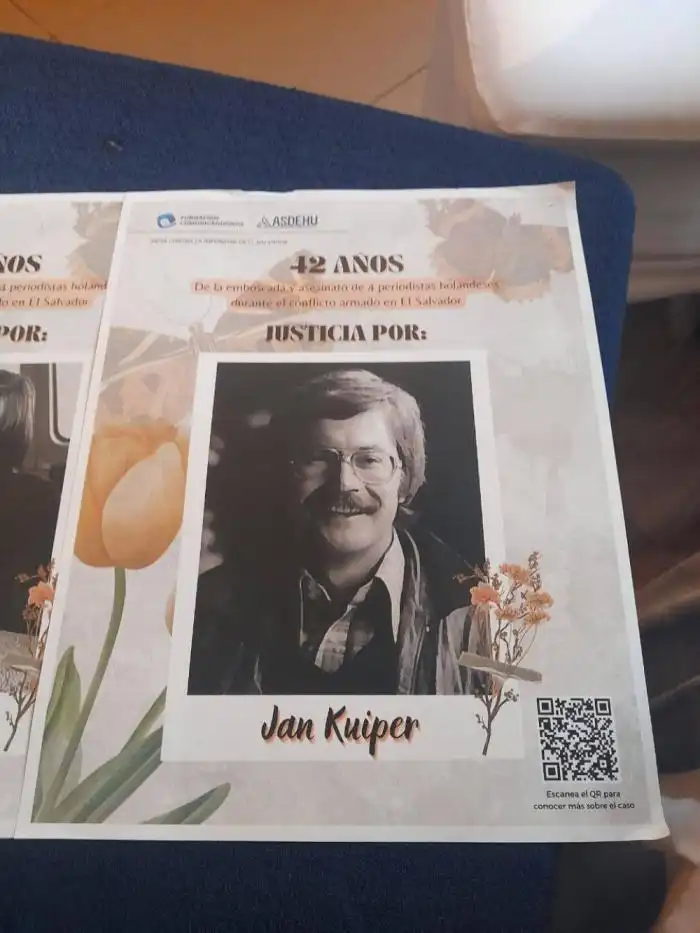 La fotografía del periodista Jan Kuiper asesinado en El Salvador en 1982./ Dania Quehl.